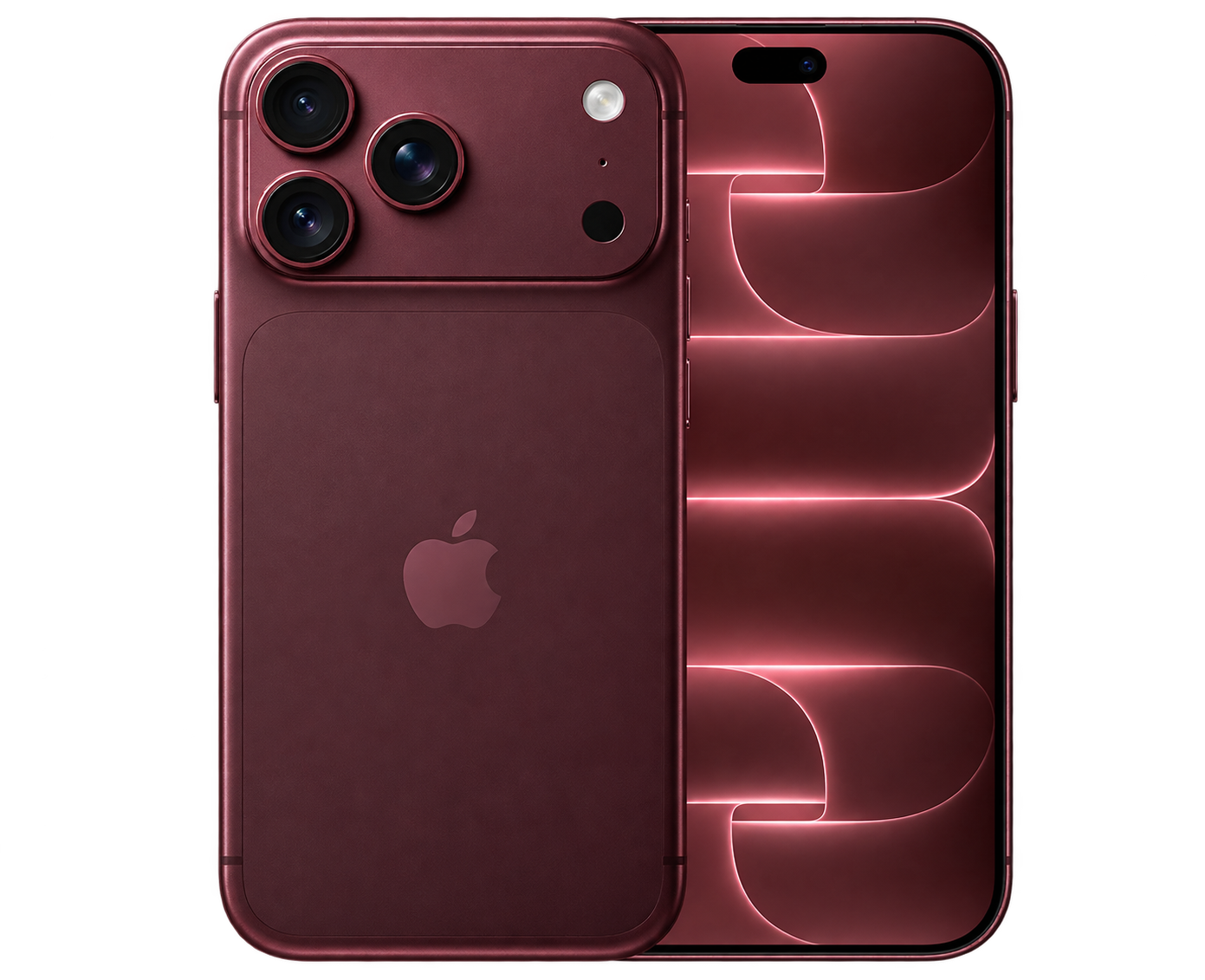 iPhone 18 Pro bordô, frente e verso